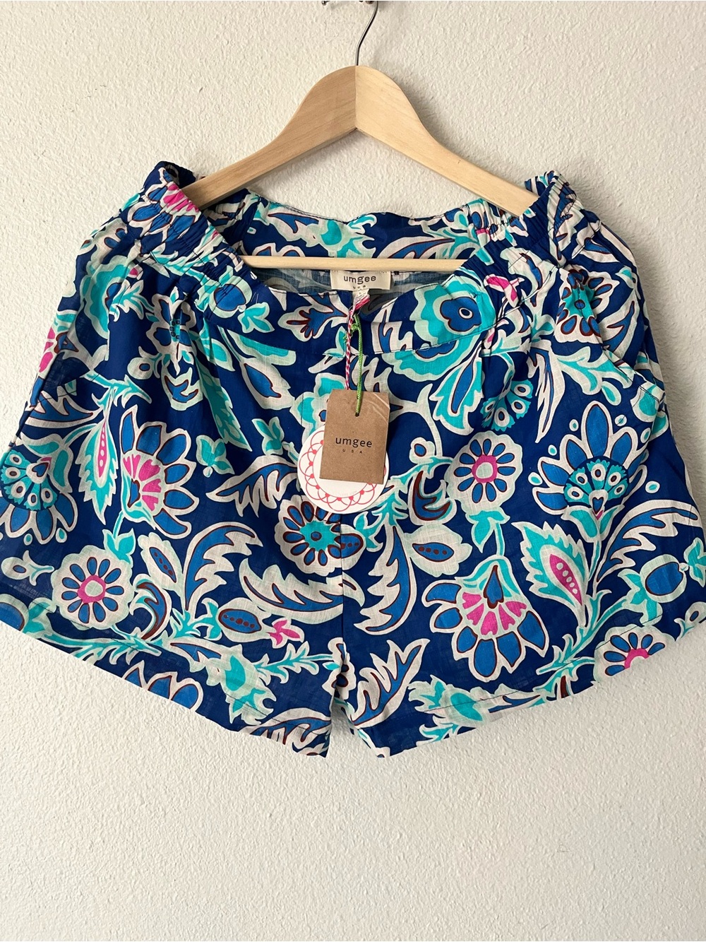 Umgee Blue Floral-Print Casual Shorts